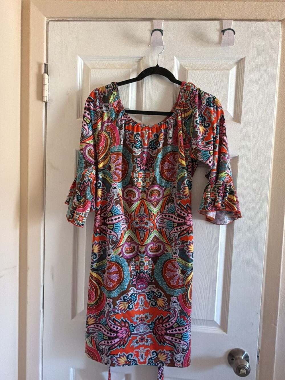 MSK Paisley Floral Boho Dress Size M Polyester Comfort Summer Sun Dress